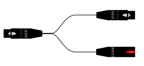 Adaptateur éclaté pour Comm PL1, XLR-6F vers XLR-3F et jack 6,35